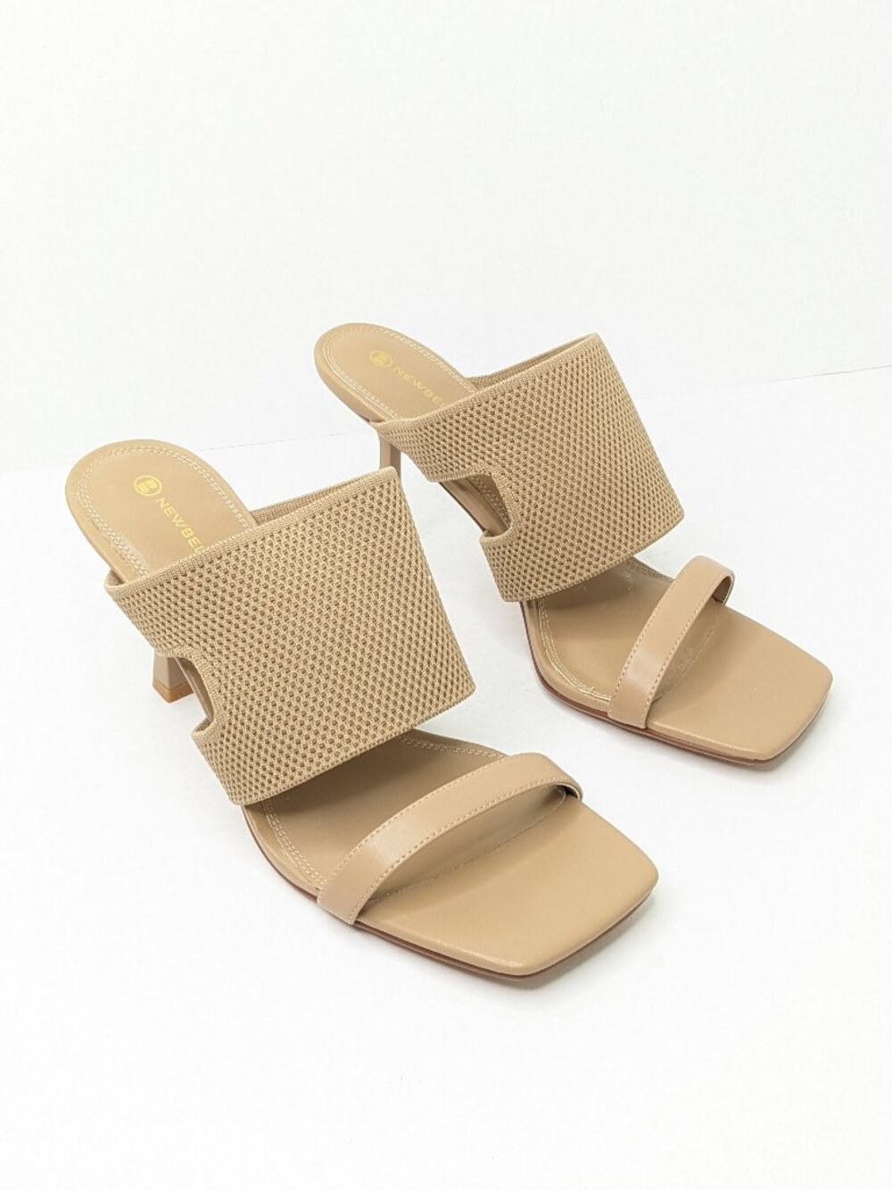 Newbella Heeled Sandals Tan Mesh Womens 10